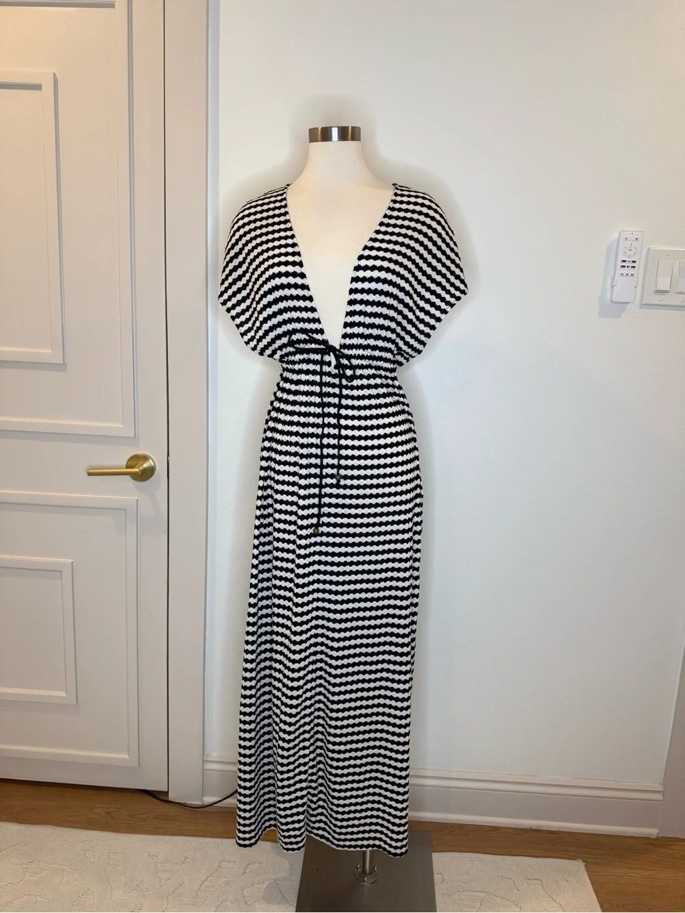 Victoria's Secret Black and White Striped Swim Coverup